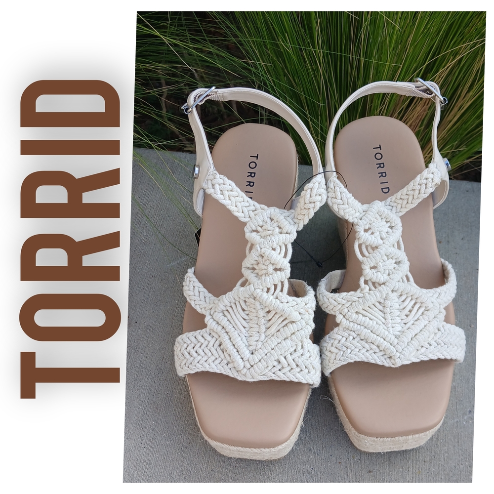 Torrid Cream Braided Espadrille Wedge Sandals - Picture 6 of 8